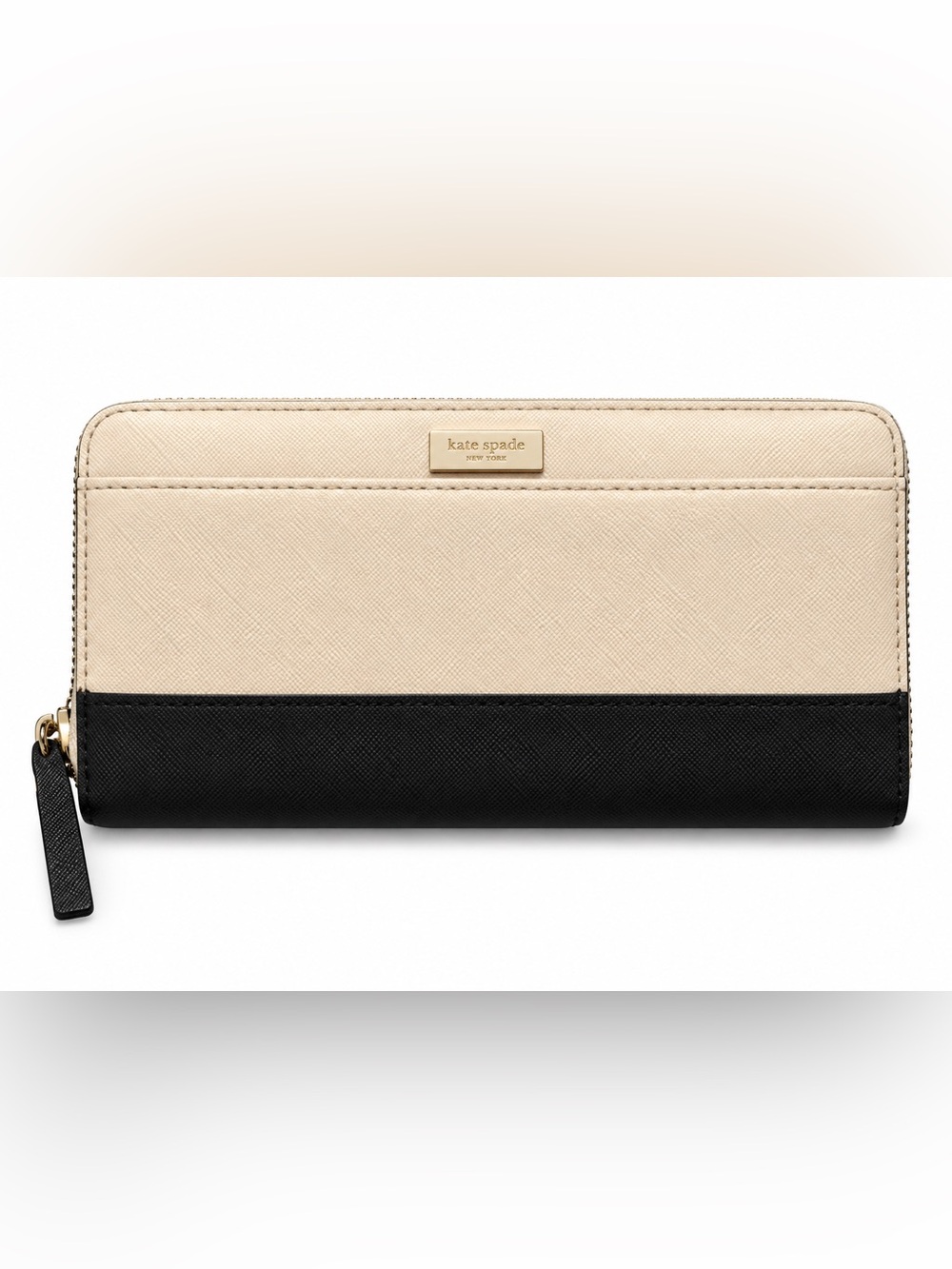 Kate Spade New York Cream Black Colorblock Zip Around Continental Wallet